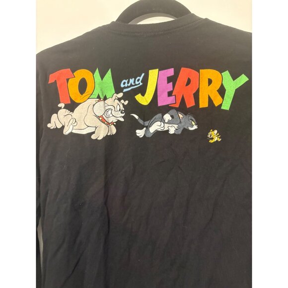 Tom & Jerry Black Long Sleeve Shirt Men’s‎ Size Small Cartoon Print Front & Back - Picture 5 of 6